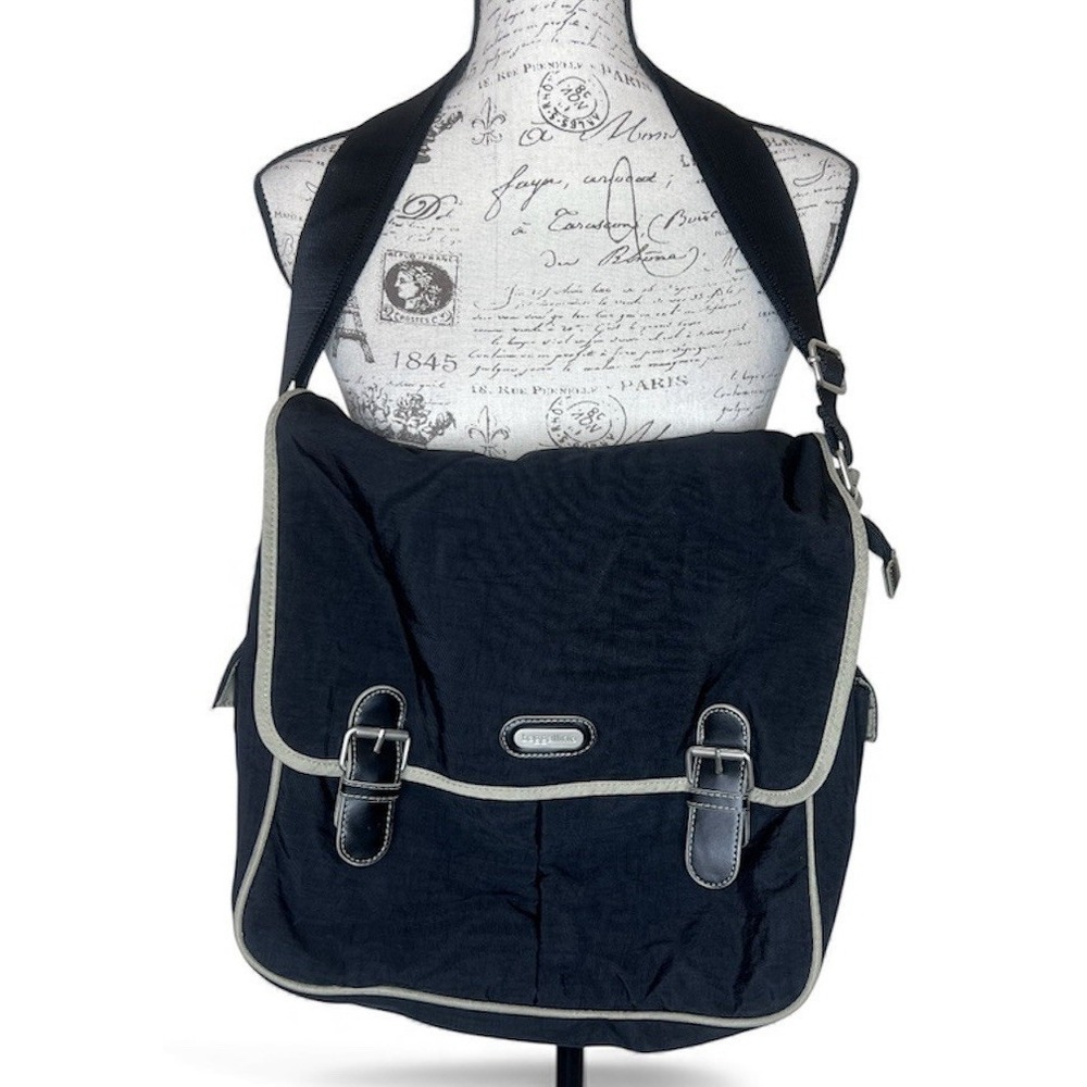 Baggallini Crossbody Messenger Bag Black Nylon‎ Handbag Organizer Travel Unisex